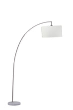 Load image into Gallery viewer, Arc Floor Lamp With White Drum Shade - White And Silver