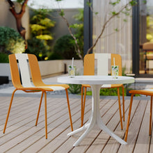 Load image into Gallery viewer, 4 Piece Set Of Modern Striped Color Blocking Single Chairs With Round Table