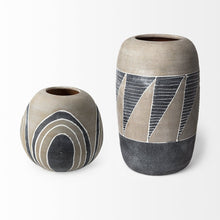Load image into Gallery viewer, Abstract Cylinder Table Vase (397558) - Brown / White