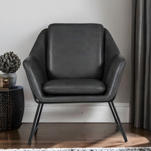 Load image into Gallery viewer, Faux Leather Lounge Chair - Dark Gray / Black