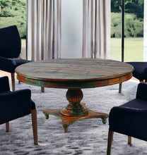 Load image into Gallery viewer, 60" Round Solid Wood Pedestal Base Dining Table - Brown