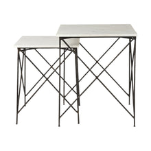 Load image into Gallery viewer, Marble And Metal Square Nested Tables (Set of 2) - Black And White