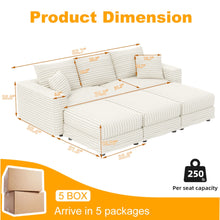 Load image into Gallery viewer, Deep Seat Convertible Sofa With Soft Pillows And Ottomans