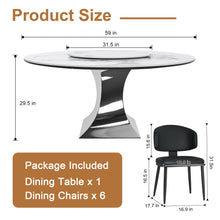 Load image into Gallery viewer, Round Dining Table & 6 Chairs Set - Silver
