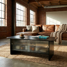Load image into Gallery viewer, Rectangular Coffee Table With Sliding Door Storage Center