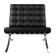 Load image into Gallery viewer, Italian Leather Tufted Lounge Chair - Black And Silver