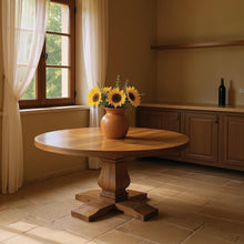 Load image into Gallery viewer, 58" Solid Wood Pedestal Base Round Top Dining Table - Brown