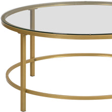 Load image into Gallery viewer, Glass Round Coffee Table - Gold And Clear