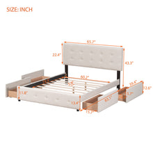 Load image into Gallery viewer, Upholstered Platform Bed With Classic Headboard And Drawers, No Box Spring Needed