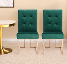 Load image into Gallery viewer, Tufted And Rose Upholstered Velvet Dining Side Chairs (Set of 2) - Green