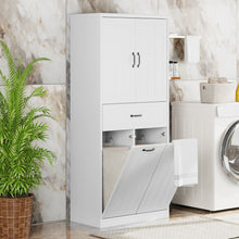 Load image into Gallery viewer, Modern Bathroom Storage Cabinet With Two Laundry Baskets, One Drawer, Adjustable Shelf