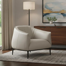 Load image into Gallery viewer, Faux Leather Steel Arm Chair - Light Gray / Black