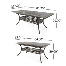 Load image into Gallery viewer, Outdoor Expandable Dining Table With Umbrella Holder, Lattice Pattern And Curved Legs - Black