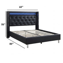 Load image into Gallery viewer, Modern Bed With LED Lights, Charging Port, Tufted Headboard