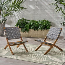 Load image into Gallery viewer, Solidago - Outdoor And Strapping Belt Folding Chairs, (Set of 2) - Black / Brown