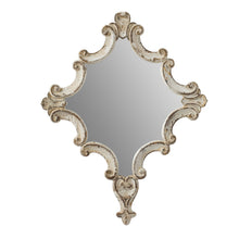 Load image into Gallery viewer, Artistic Diamond Scrollwork Mirror, Home Accent Mirror For Living Room, Entryway, Bedroom, Office - Antique White