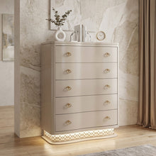 Load image into Gallery viewer, Flora - 5 Drawer Chest With Vertical Storage, LED Lighting - Champagne