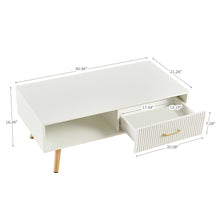Load image into Gallery viewer, Modern Rectangle Coffee Table With Legs, Sliding Drawer For Storage - White