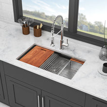 Load image into Gallery viewer, 33" Undermount Kitchen Sink Single Bowl Ledge Workstation In 16 Gauge Stainless Steel - White