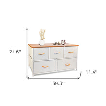 Load image into Gallery viewer, Fabric Chest With Two Shelves And Five Drawers - White And Natural