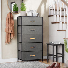 Load image into Gallery viewer, Fabric Five Drawer Chest - Gray / Black