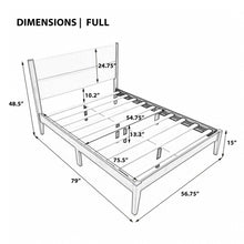 Load image into Gallery viewer, Platform Bed Frame With Upholstered Headboard, Slat Support