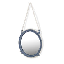 Load image into Gallery viewer, 13" Metal And Rope Round Accent Mirror - Blue / White