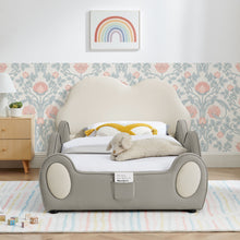 Load image into Gallery viewer, Cute Cloud Shape Bed With Guardrails Cartoon Design, Storage Pocket