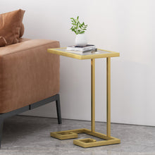 Load image into Gallery viewer, Modern Glam C Shaped End Table With Tempered Glass Top - Gold