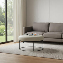 Load image into Gallery viewer, Faux Leather And Black Ottoman - Light Gray