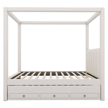 Load image into Gallery viewer, Upholstery Canopy Platform Bed With Trundle And Three Storage Drawers