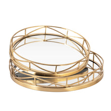 Load image into Gallery viewer, Solid Wood Round Vanity Tray (Set of 2) - Gold