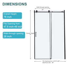 Load image into Gallery viewer, Single Sliding Bypass Shower Door Enclosure With Tempered Glass