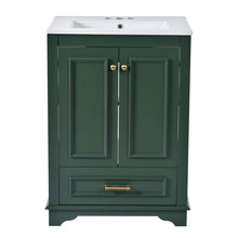 Load image into Gallery viewer, Bathroom Vanity With Ceramic Sink Combo, Modern Freestanding Storage Cabinet With Silver Handles