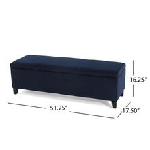 Load image into Gallery viewer, Velvet Storage Bench, Upholstered End Of Bed, Storage Ottoman Benches, Fabric Ottoman Bench With Large Storage Space For Living Room Entryway Bedroom - Dark Blue