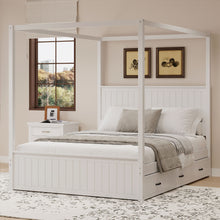Load image into Gallery viewer, Canopy Platform Bed With Trundle And 3 Storage Drawers