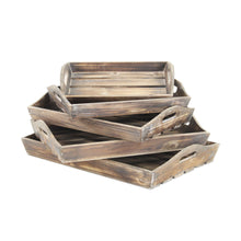 Load image into Gallery viewer, Rustic Wood Handmade Trays With Handles (Set of 5) - Brown
