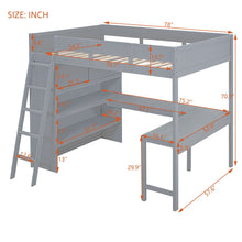 Load image into Gallery viewer, Modern Loft Bed With Desk And Shelves