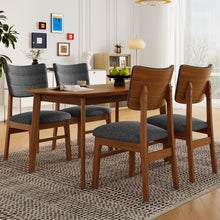 Load image into Gallery viewer, Dining Table Set For 4, Solid Wood Dining Table And Solid Wood Chairs, 5 Pieces Farmhouse Dining Table And 4 Upholstered Chairs - Brown / Gray