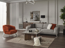 Load image into Gallery viewer, Linen Sleeper Sofa And Toss Pillows With Silver Legs - Linen
