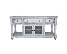 Load image into Gallery viewer, Solid Wood Open Shelving Distressed TV Stand - White