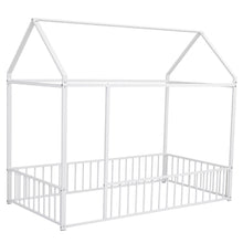 Load image into Gallery viewer, Metal Bed House Bed Frame With Fence