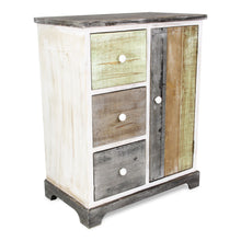 Load image into Gallery viewer, Rustic Wood End Table With Three Drawers - White And Black