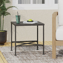 Load image into Gallery viewer, Outdoor Square Side Table With X Shaped Iron Frame - Black