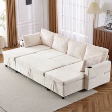 Load image into Gallery viewer, Sectional Sofa Bed With Pull Out Sleeper, USB Ports, Cup Holders