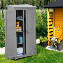 Load image into Gallery viewer, Wood Outdoor Storage Cabinet With Metal Top Garden Shed For Yard And Patio - Gray