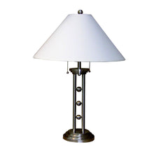 Load image into Gallery viewer, Metal Two Light Table Lamp With White Classic Empire Shade - Silver
