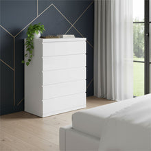 Load image into Gallery viewer, 36 X 20 X 47 Gloss Stainless Steel 5 Drawer Chest - White