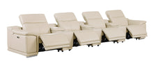 Load image into Gallery viewer, Italian Leather Reclining Metal USB Sofa (720411) - Beige