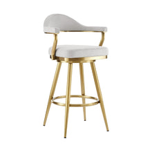 Load image into Gallery viewer, 30" Fabric And Stainless Steel Low Back Height Swivel Bar Chair - Silver And Gold